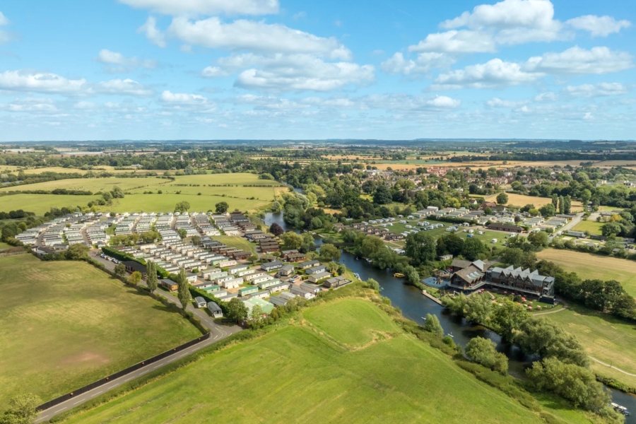 Aerial view of Stratford Parks along the River Avon